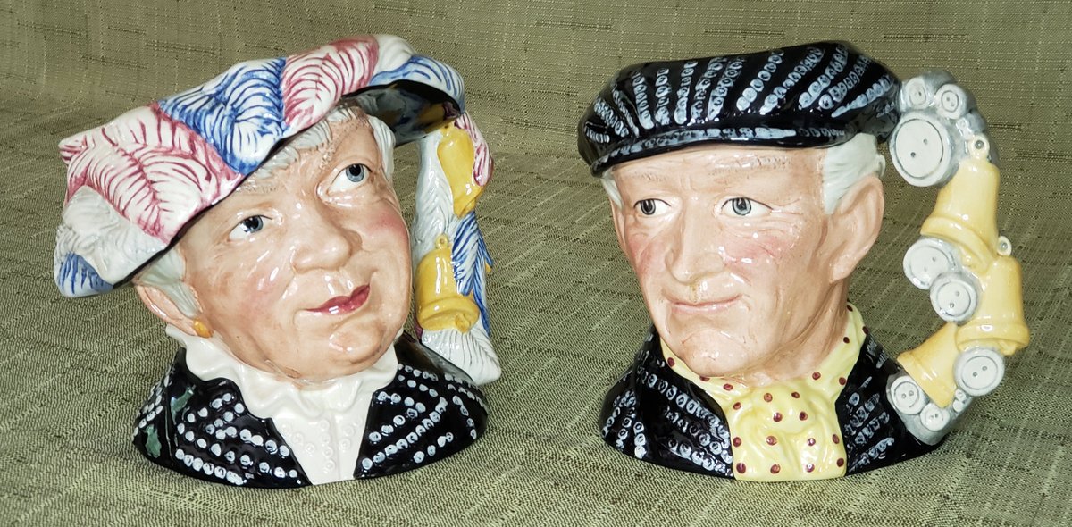 atticesoterica's tweet photo. Vintage Royal Doulton Pearly King and Pearly Queen Highly Decorative Toby Jugs Set Buttons Feathers Bells Handmade Hand Decorated Cockney https://t.co/5iuPv04bUO #AtticEsoterica #Vintage #Etsy #CharacterJug https://t.co/6v3LREqFKq