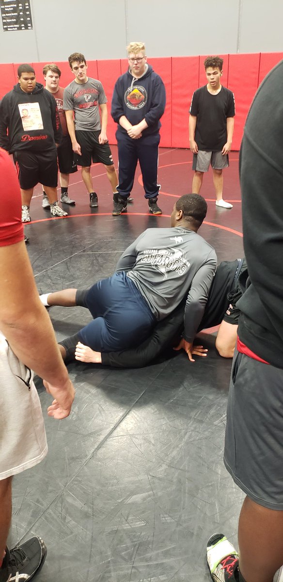 Coach Doornbos and Coach <a href="/ThtDudeMattReed/">Matt Reed</a> showing technique today.  Proud to have these great guys on staff impacting our wrestlers on and off the mat.  #FalconFamily #falcontough