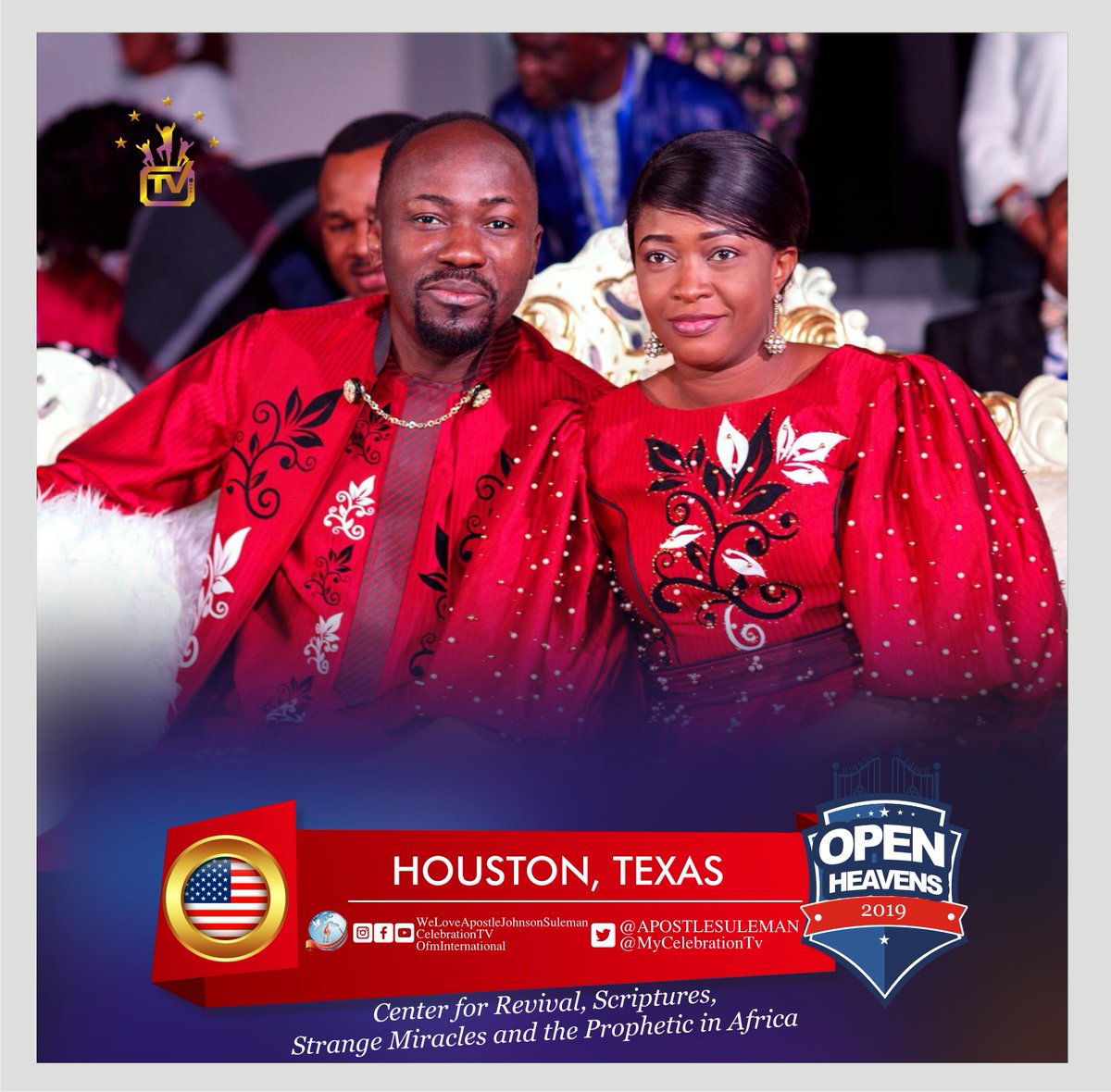 MyCelebrationTV's tweet photo. OPEN HEAVENS 2019 - HOUSTON, TEXAS 🇺🇸 With Apostle Johnson Suleman

#JesusIsInTown
#OpenHeavens2019
#CelebrationTV
#Houston_Texas
#Day1Evening https://t.co/apfFom81Ve