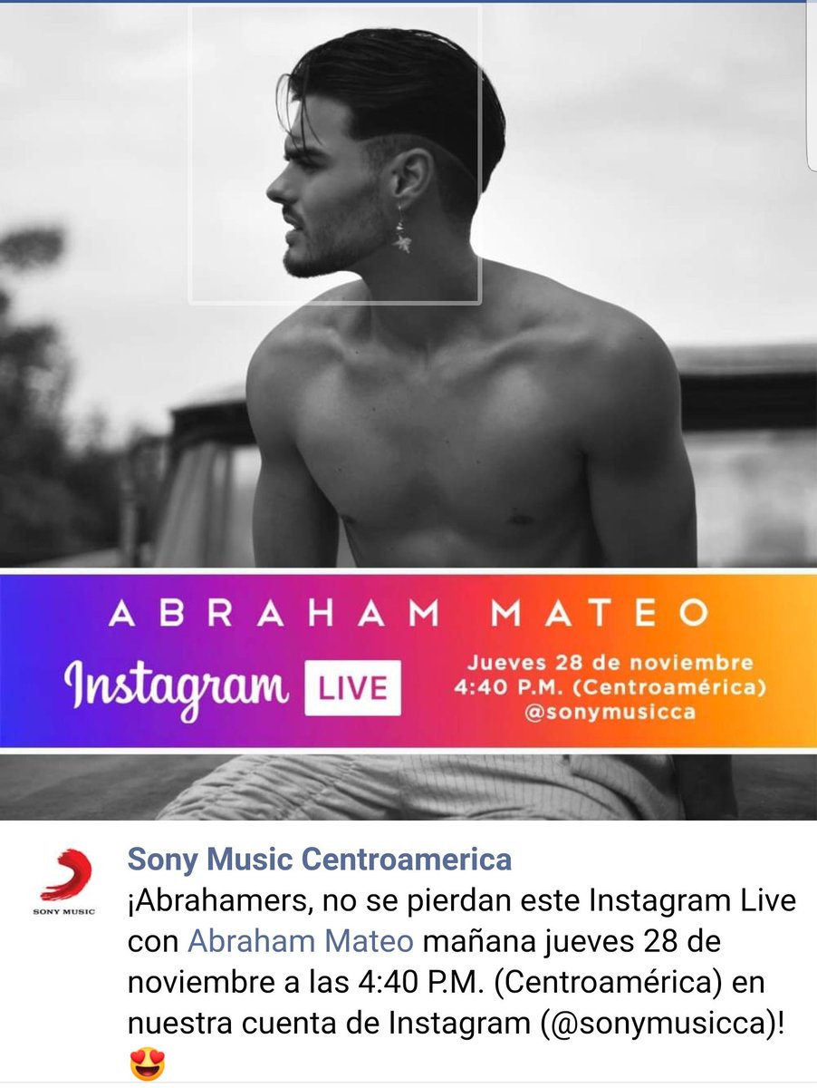 #InstaLive
Jueves 28 de noviembre no te pierdas a <a href="/AbrahamMateo/">Abraham Mateo</a> en vivo!
Disfrutemos juntos de su primera visita a Guatemala 😎🇬🇹

facebook.com/sonymusiccentr…