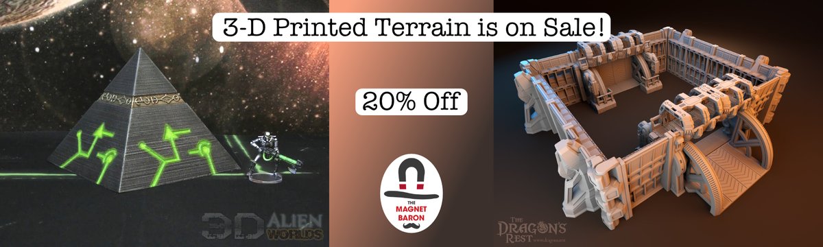 MagnetBaron's tweet photo. Want to make your war gaming table pop? Check out our sale on 3D Printed Terrain. These amazing terrain pieces are brought to you by The Dragon's Rest and 3D Alien Worlds. 
https://t.co/dCt2OulNtr #warhammer #warhammer40k #Ageofsigmar https://t.co/XWDleNv2Wx