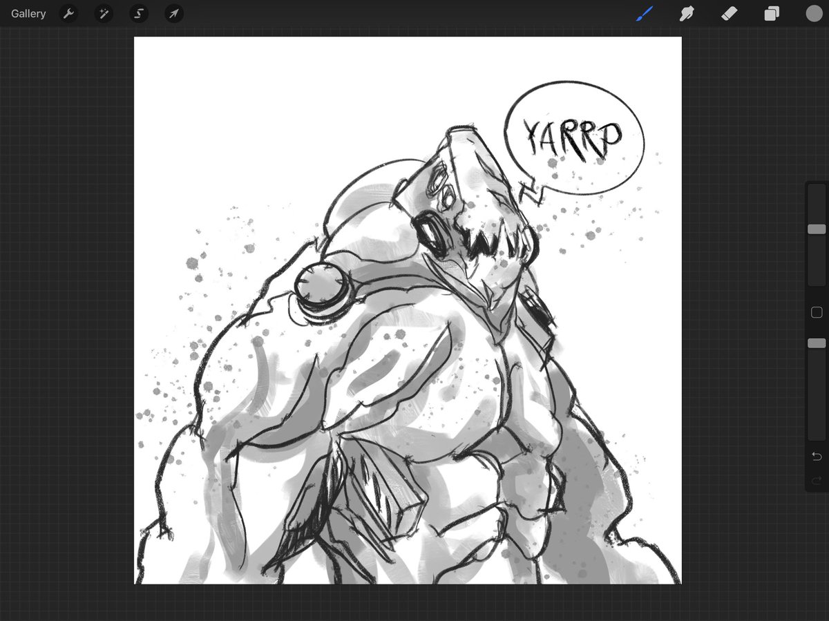 simonsherry's tweet image. Quick scribble of @Necronaut_toys chonky necronaut sculpt he’s been previewing on his Twitter... #swoll #bigunit