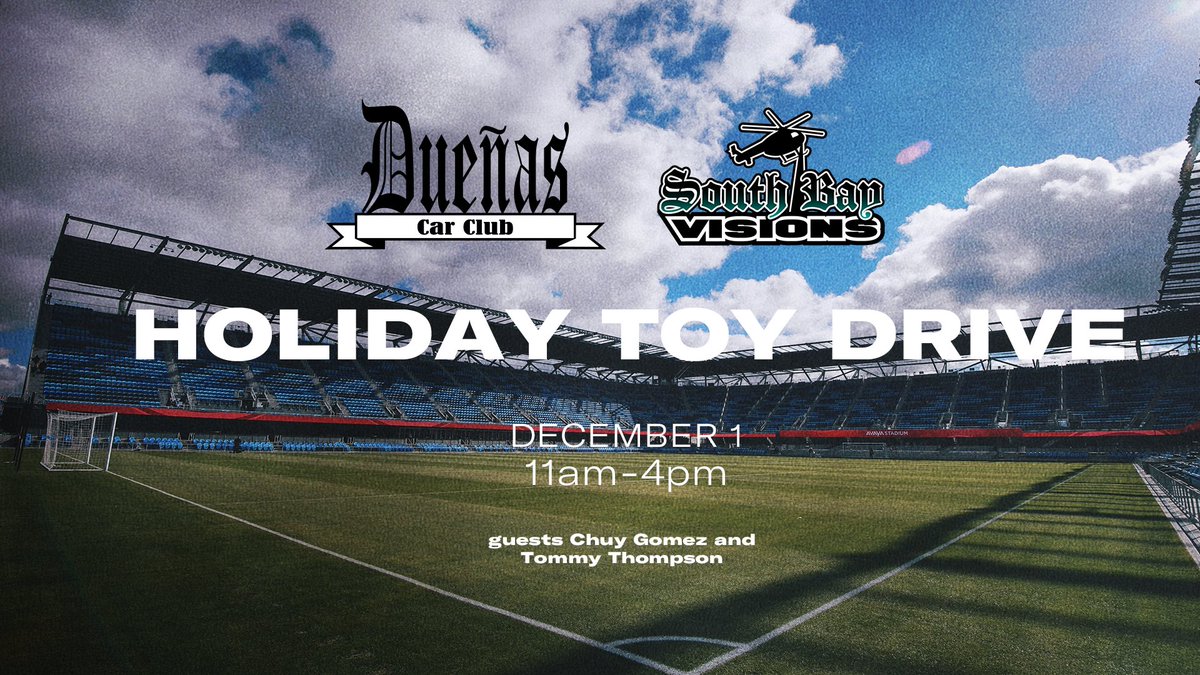 Can’t wait to host this Toy Drive with some special guests! 🧸 🎁 

- Tommy Thompson 

- Chuy Gomez 

- Dueñas Car Club 

- South Bay Visions

See you at Avaya! #VamosSJ