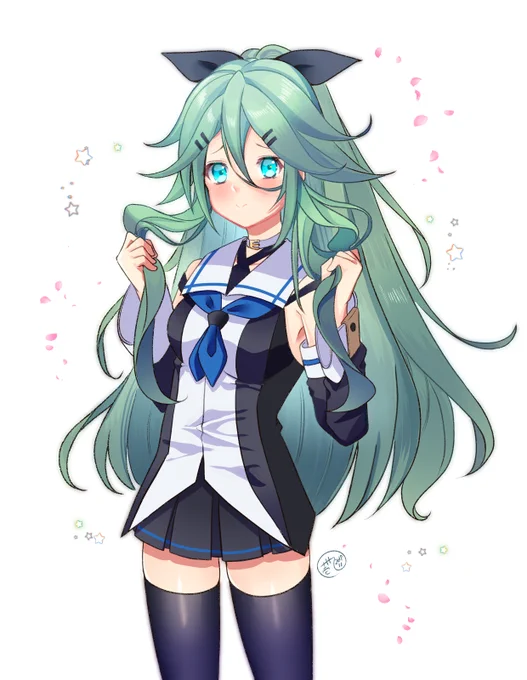 #いいニーハイの日 #艦これ #FGO
長波さまと山風ちゃんとアストルフォくん 