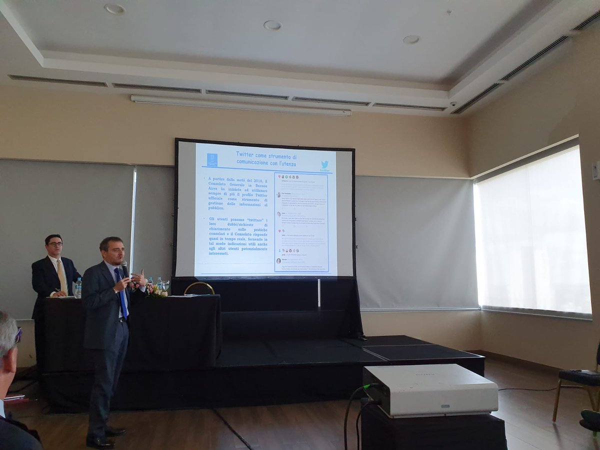 ItaliaenBsAs's tweet photo. #ConfConsoli dell'America latina: a Asunción confronto tra buone prassi e servizi offerti dai consolati d'🇮🇹 agli utenti d'area. @ItaliaenBsAs ha presentato l'esperienza del #Twitter come strumento di comunicazione con l'utenza. @LuigiVignali @RicardoMerlo5 @ItalyinARG @ItalyMFA https://t.co/csq2VQT7BJ