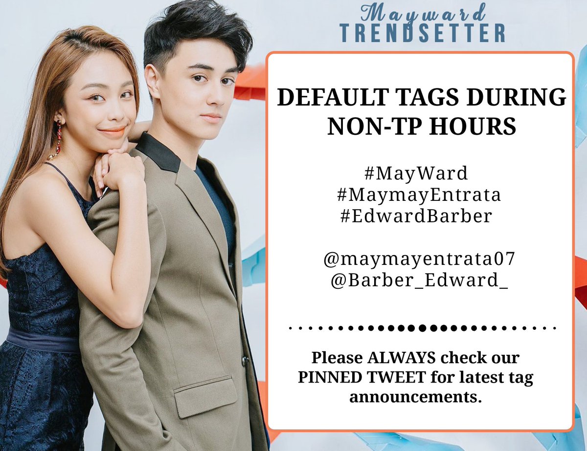 mwtrendsetter's tweet photo. Don't forget to use our default tags while waiting for today's TP. ❤

Also continue watching &amp; sharing MayWard's MMK Episode Highlights uploaded on official pages. 🌻

#MayWard #MaymayEntrata #EdwardBarber https://t.co/afKJSy8pkM