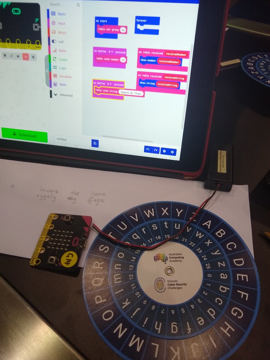 MrEteaching's tweet photo. Sending secret messages with microburst thanks to @AusCompAcademy "beware the llama" #innovateDOEWA https://t.co/gkZ5EMgCd1
