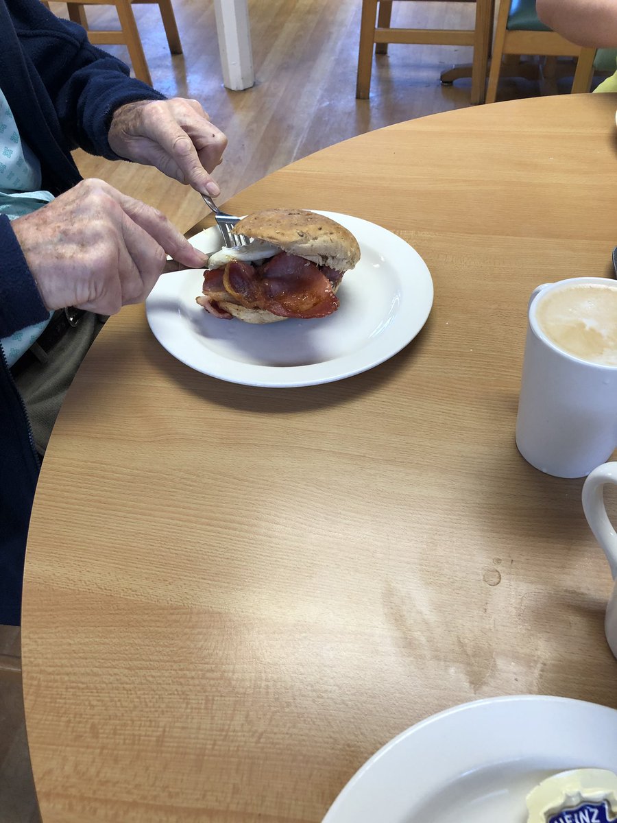 Wonderful morning with a patients first a walk, then we ended up in the cafe with a breakfast bap and a coffee bringing back that bit of normality and socialising off the ward #livingwellwithdementia