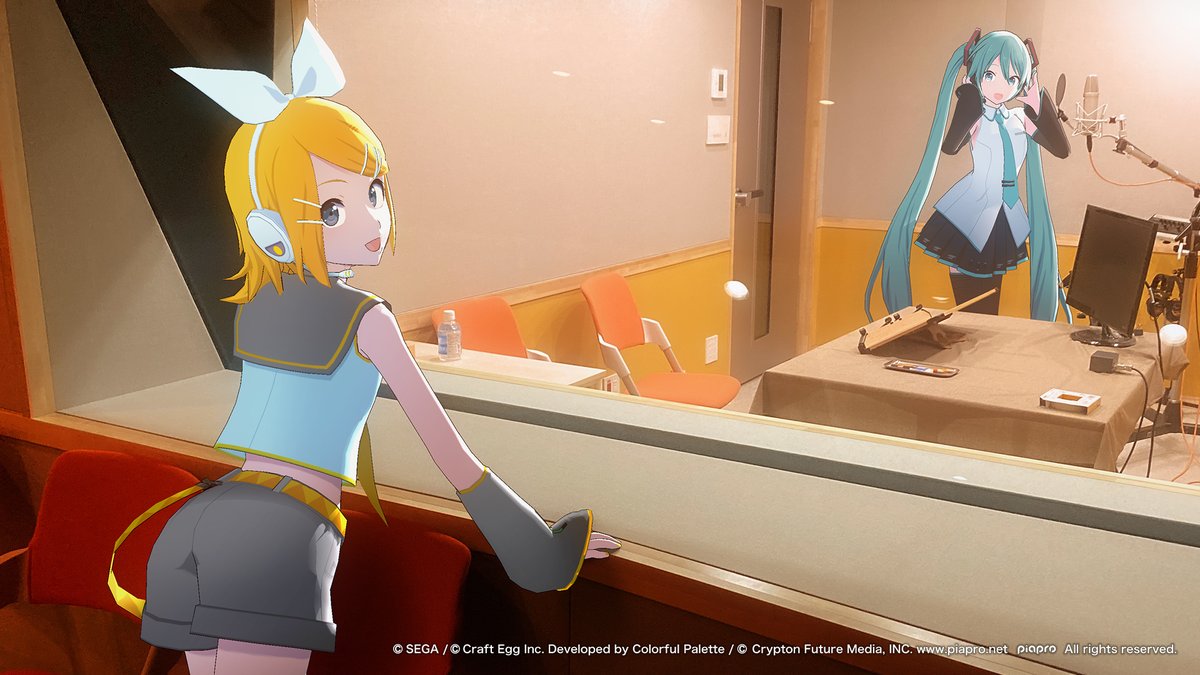 プロジェクトセカイ カラフルステージ Feat 初音ミク プロセカ セカイの現場から 第3弾 本日はミクの収録現場をお届け リンも見守ってくれているみたいです 初音ミク 鏡音リン セカイ