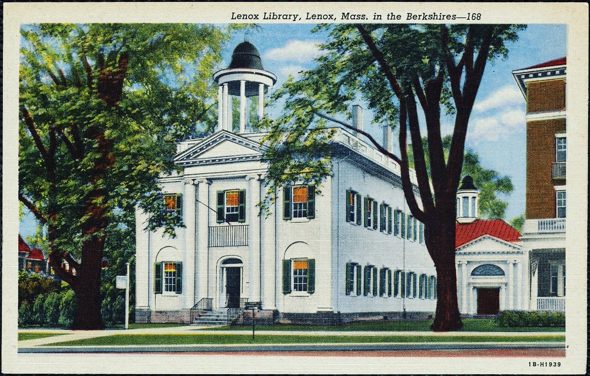 An old postcard of the lovely Lenox Library. Lenox MA. #intheberkshires #berkshires #lenoxma #theberkshires #history #oldpostcard #vintagepostcards #library