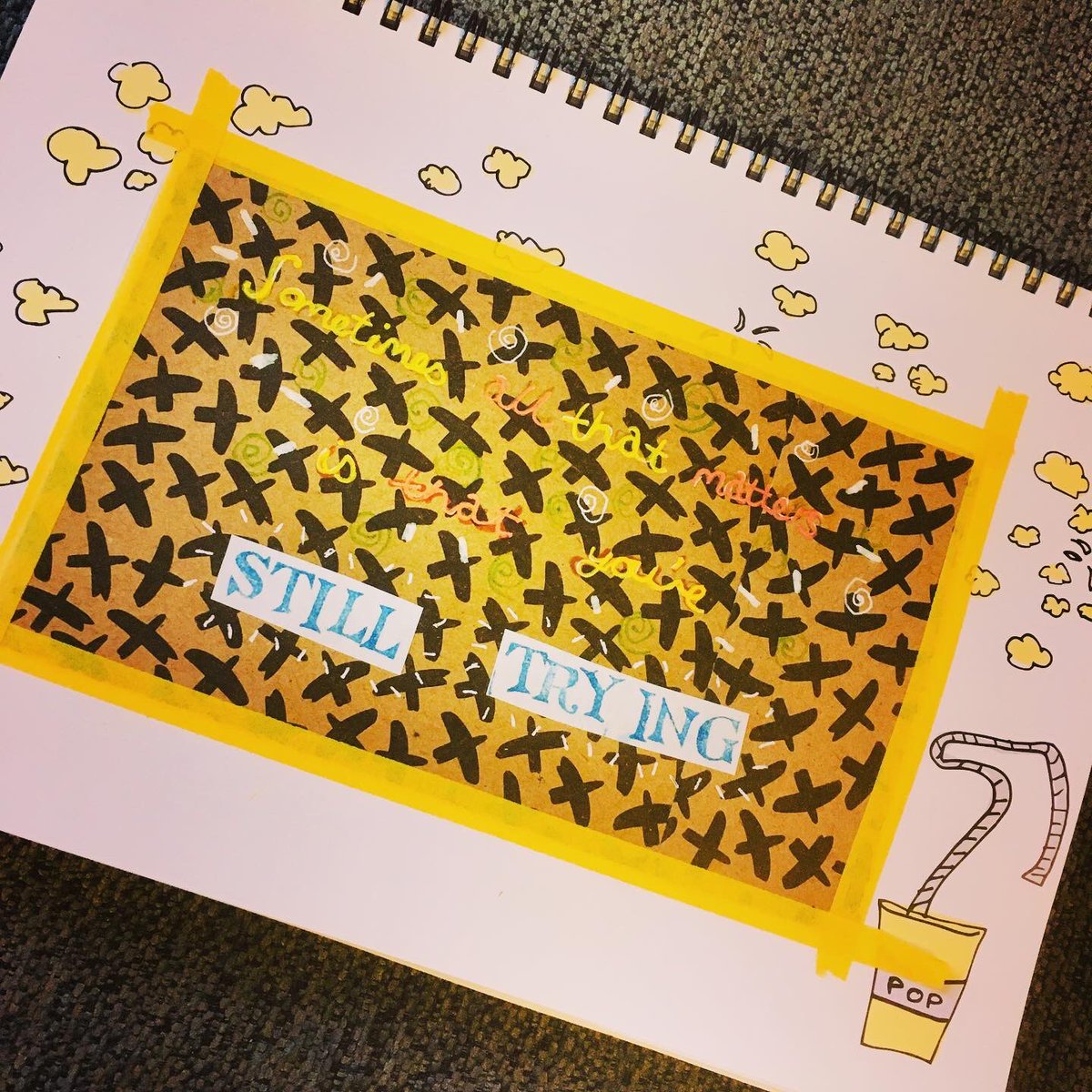 bird_cards_'s tweet photo. ~sometimes all that matters is that you’re still trying~ 48/52 🎨📚☺️ #doodleplanner #artjournal #amazingphil #disabledartist https://t.co/pK8Ky9vNNf