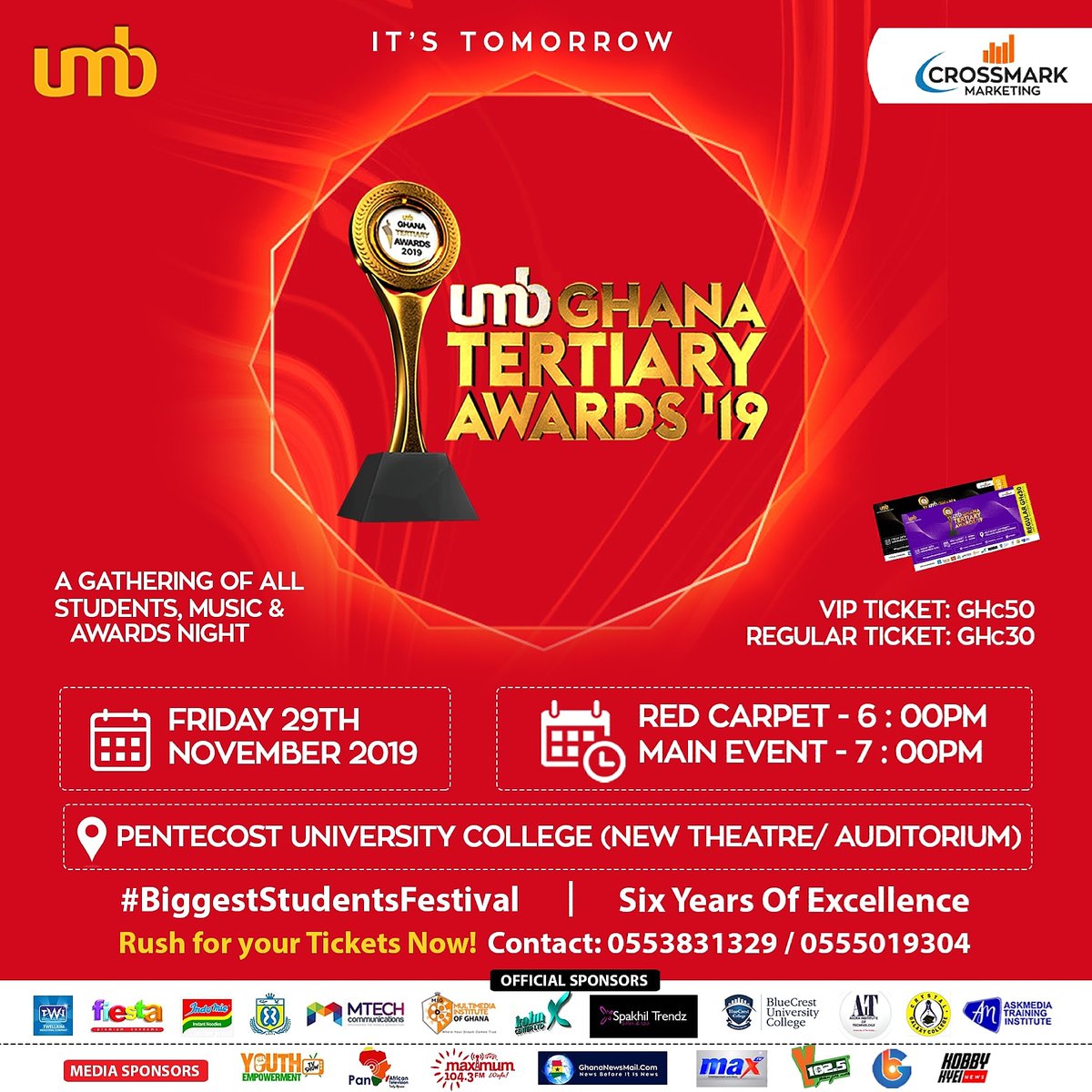 CrystalGalaxy__'s tweet photo. You don't want to miss the Night of Awards, Music and Students💃🏾🕺🏾
#BiggestStudenfestival with Music and Entertainment 
For more information contact: 0553831329 / 0555019304
Proudly brought to you by 
@myumbbank 
@fiestacondomghana 
@indomieghana 
@twelliumghana https://t.co/76mmRQbWlj