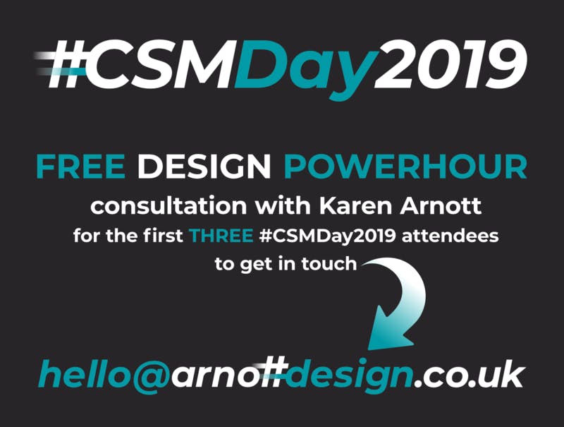 CamSocialMedia's tweet photo. .@karenarnott made a fantastic offer at #CSMDay2019 for a free design 'power hour' to 3 attendees. These were snapped up quickly & she's generously offered a further 3 slots to be claimed before 30th November. Need help with a website or design for print? This is your chance! https://t.co/qaNHTdAdde