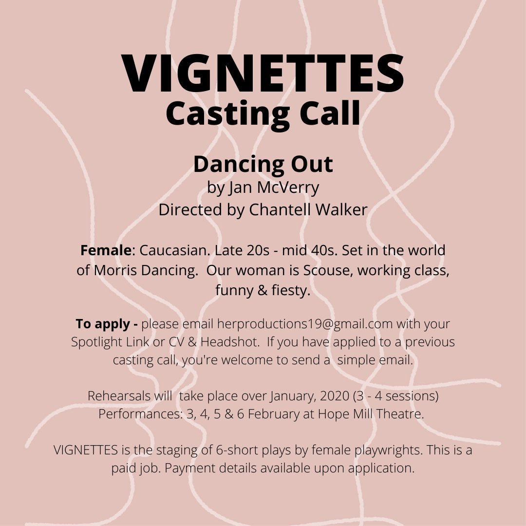 What's that? 

Can you hear that noise?

Oh yeah it is. It's another #CastingCall. In fact - it's out penultimate #CastingCall! 

'Dancing Out' by Jan McVerry, directed by <a href="/Chaaanchannn/">Chantell Walker</a> 

Applications to herproductions19@gmail.com #Actor #Manchester #Casting #Theatre