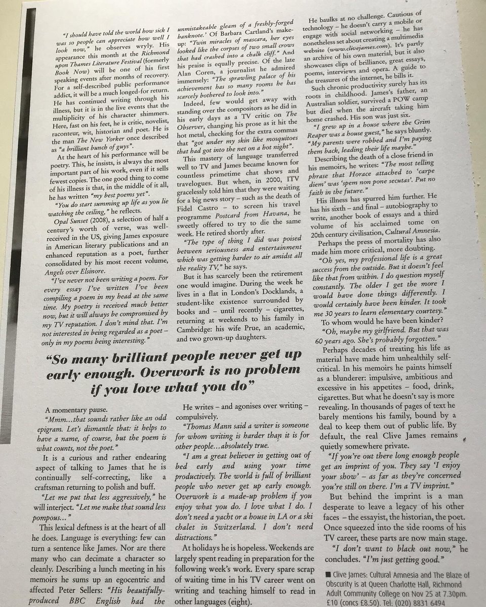 samantha laurie (@samlauriecp) on Twitter photo Such a brilliant man and a charming interviewee <a href="/TheRichmondMag/">The Richmond Mag</a> <a href="/EssentialSurrey/">Essential Surrey & SW London</a> #CliveJamesRIP #CliveJames Such a brilliant man and a charming interviewee <a href="/TheRichmondMag/">The Richmond Mag</a> <a href="/EssentialSurrey/">Essential Surrey & SW London</a> #CliveJamesRIP #CliveJames