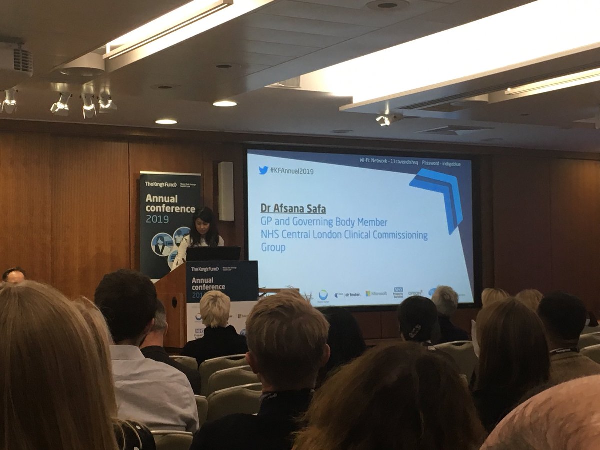#KFAnnual2019 day 2 ⁦<a href="/TheKingsFund/">The King's Fund</a>⁩ starts with powerful stories from Dr Afsana Safa, ⁦@KChauhanUK⁩ ⁦<a href="/bailey_suzie/">Suzie Bailey</a>⁩ - key to delivering #populationhealth: stories, hearts &amp; mind, create culture of compassion (for each other, staff &amp; public, &amp; ourselves), care.
