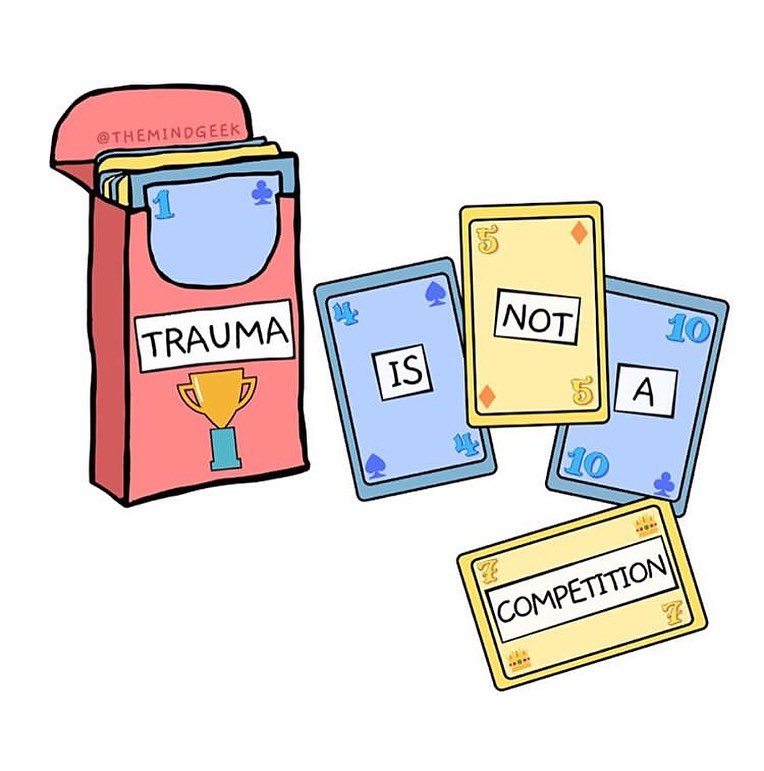 MobileHealthng's tweet photo. Don't tell people to "suck it in" when they are dealing with their issues. Yes, you had a traumatic experience, and so does the other person. Trauma is not a competition.

#Traumaisnotacompetition
#Trauma
#Mentalhealth https://t.co/GmIto5D719