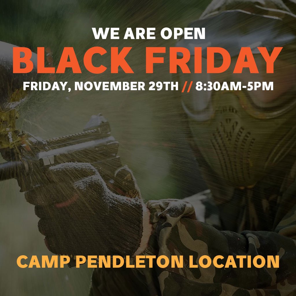 ThePBPark's tweet photo. Tomorrow is Thanksgiving! Happy Turkey Day from all of us. #HappyThanksgiving We will be open during Black Friday. Come play paintball with us. https://t.co/tHMzNwrSnO
