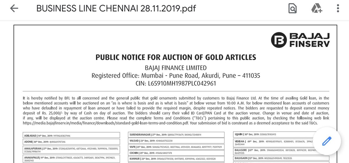 After payment defaults corporates the wave seems to be headed towards the retail customers. Over a full page Auction Notice in today's Business Line for payment defaults by Gold Loan availers After payment defaults corporates the wave seems to be headed towards the retail customers. Over a full page Auction Notice in today's Business Line for payment defaults by Gold Loan availers