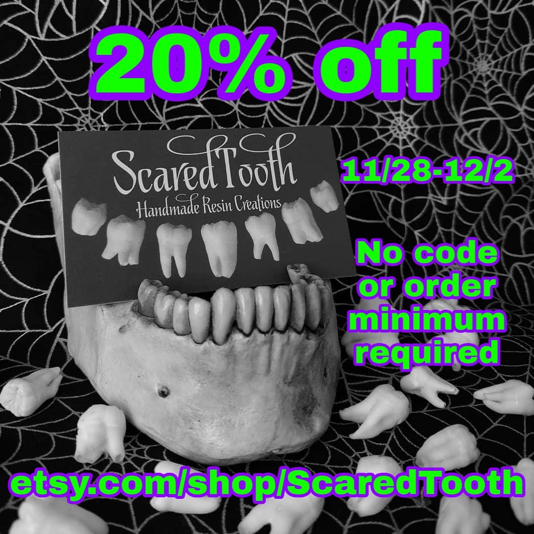 ScaredToothEtsy's tweet photo. https://t.co/mVLetIojhp

#resinart #jewelry #handmade #handmadejewelry #tooth #teeth #realteeth #realtooth #humanteeth #humantooth #dental #raccoon #opossum #kittens #ghost #bats #floral #oddities #goth #aesthetic #etsy #etsyshop #smallbusiness #BlackFriday #smallbusinesssaturday https://t.co/lRimVzE4KL