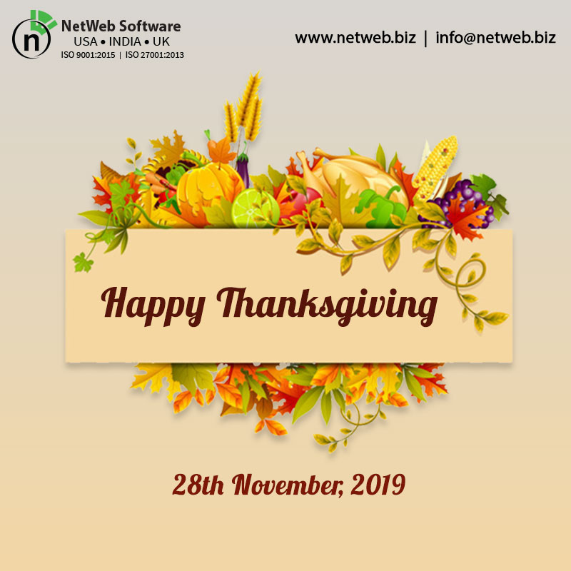netwebsoftware's tweet photo. A very #HappyThanksgiving Everyone!
#NetWebCelebrates #BestPlacetoWork #ThanksgivingDay #Thanksgiving2019 https://t.co/eafrwcBYOb