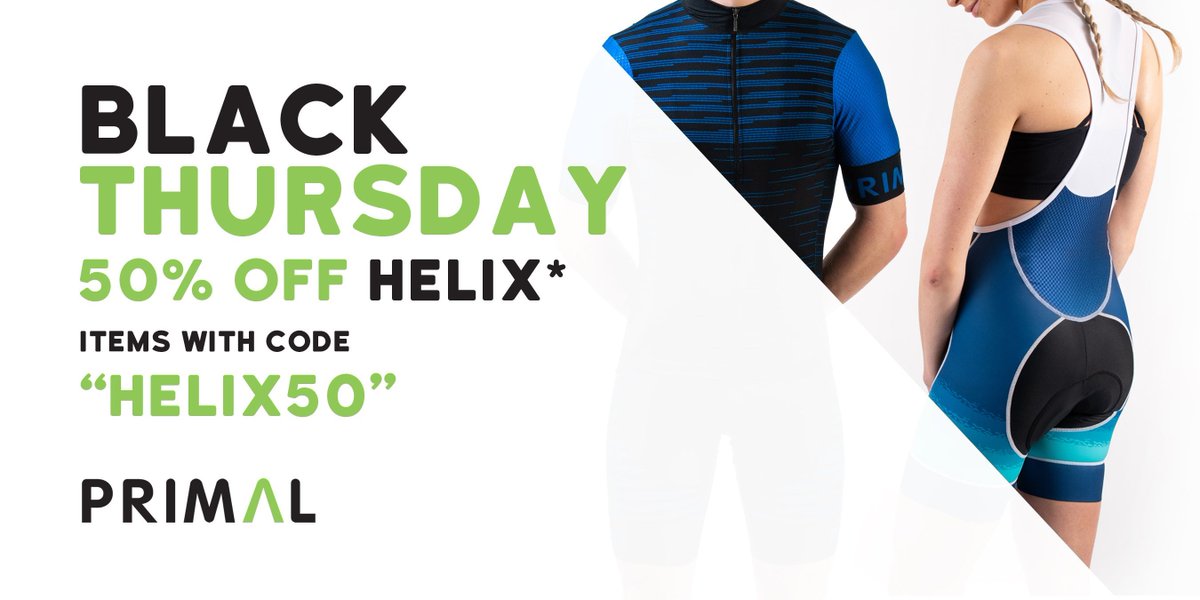 PrimalEurope's tweet photo. The very best performance, for less. Save 50% on our much-loved Helix range of men's and women's cycling jerseys and bibs with code "helix50"
https://t.co/4EJRIyNkYE
Ends midnight tonight.
#sale #blackfriday #cycling #cyclingoffer #primaleurope #cyclingdeals https://t.co/W7n0x7gYeu