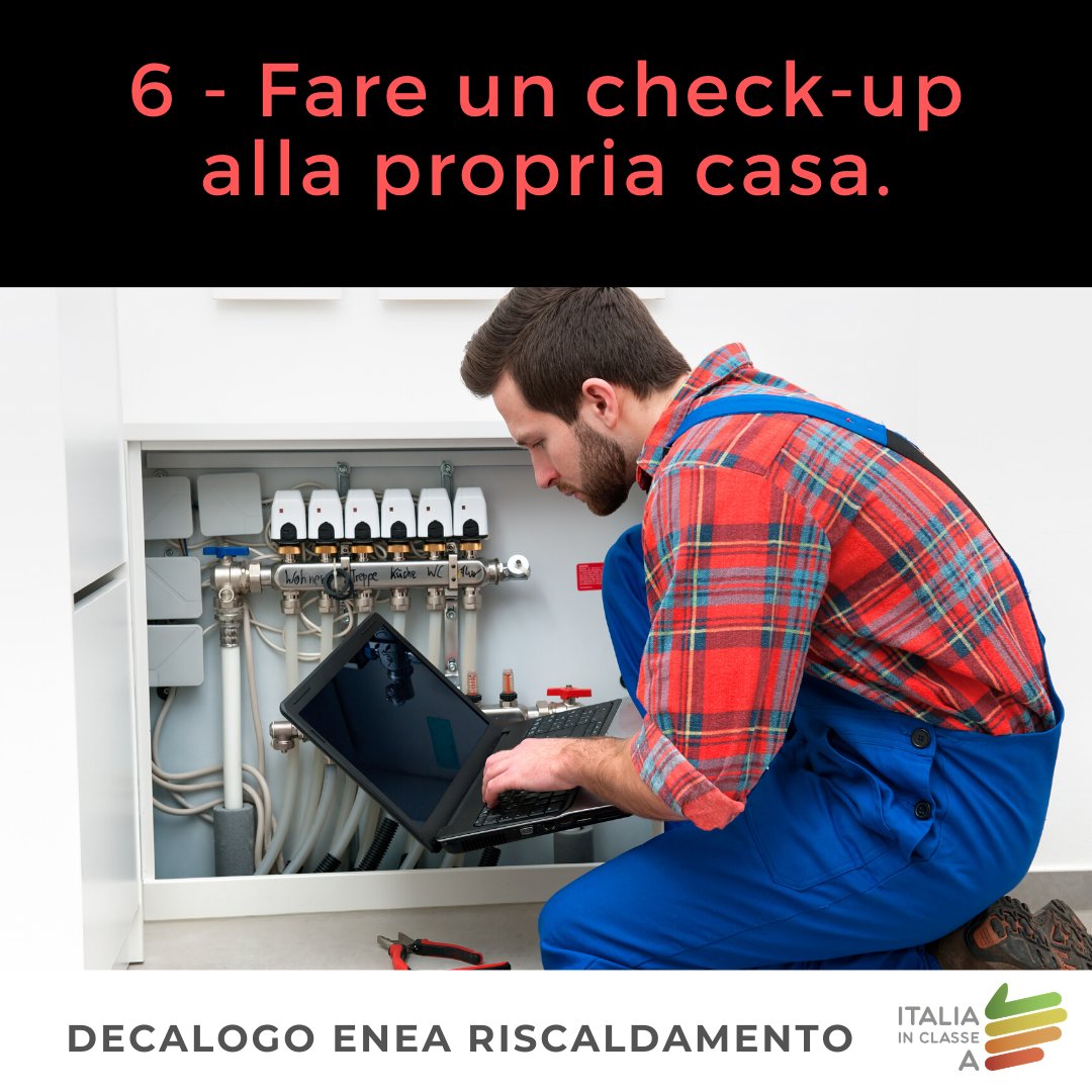 ItaliainClasseA's tweet photo. 📍Proseguiamo la rubrica dedicata al #decalogo di @ENEAOfficial sul #riscaldamento! Il punto  6 ci ricorda di ➡ Fare il check-up dell’immobile.
Con un controllo costante e ben fatto ✅ possiamo contenere consumi e costi per le vostre tasche 👍!  ⤵ https://t.co/Rkny8LerjL https://t.co/cBs2Qwbwd2