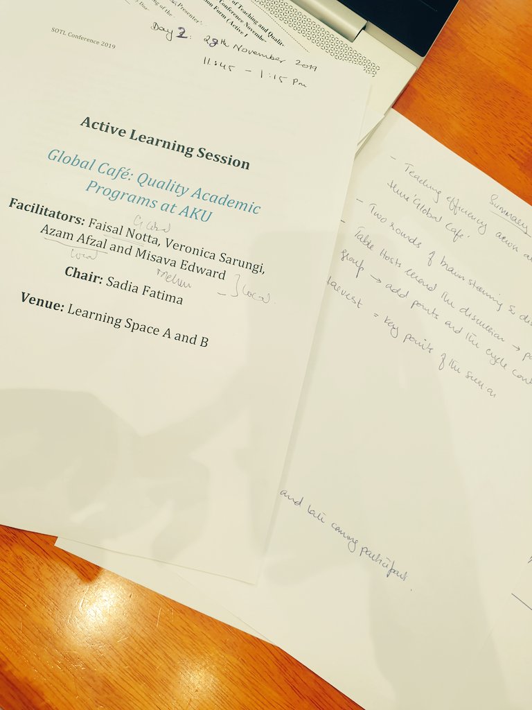 doctorsadia1's tweet photo. Chairing 'Global Cafe' an innovative Active Learning session #sotlc love the energy and the buzzzzzzzzz @AKUGlobal @aku_qtl https://t.co/WjnPN8ZmBV