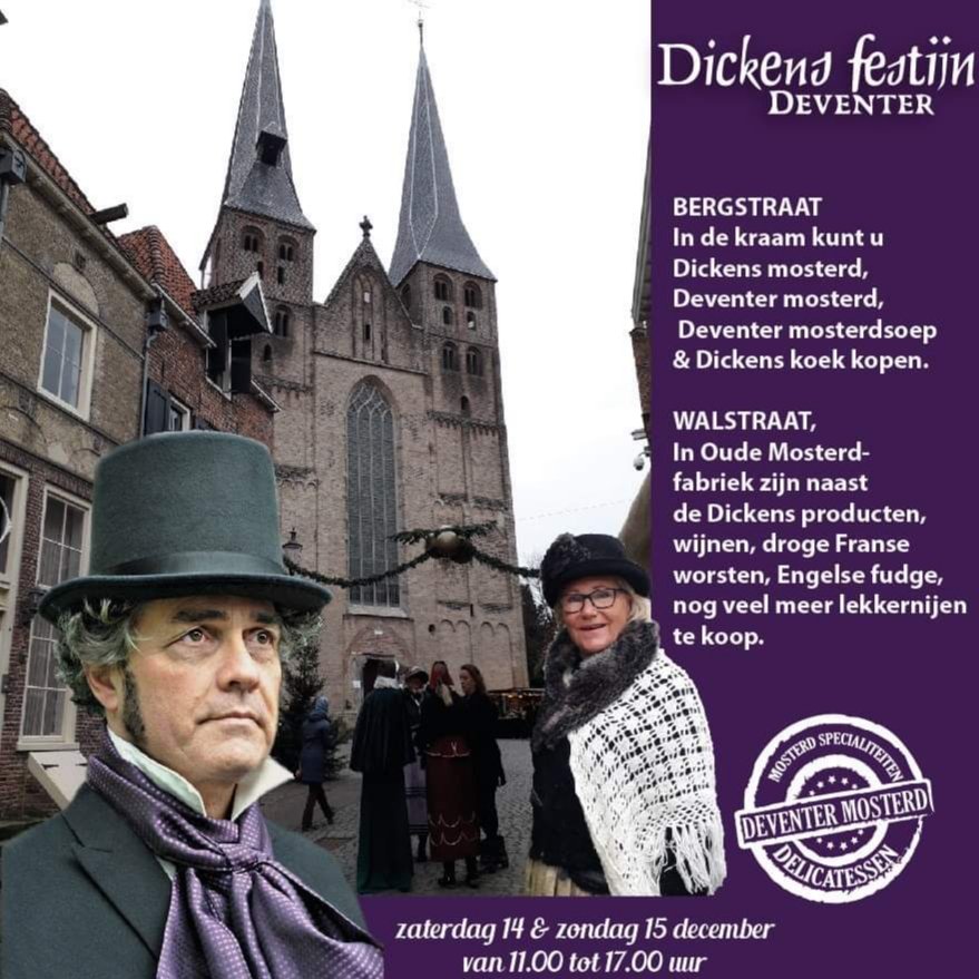 Dickens festival 2019 in Deventer. <a href="/DeventerMosterd/">Deventer Mosterd</a> en delicatessen in de Walstraat en Bergstraat. Zij bieden weer heel veel lekkers!