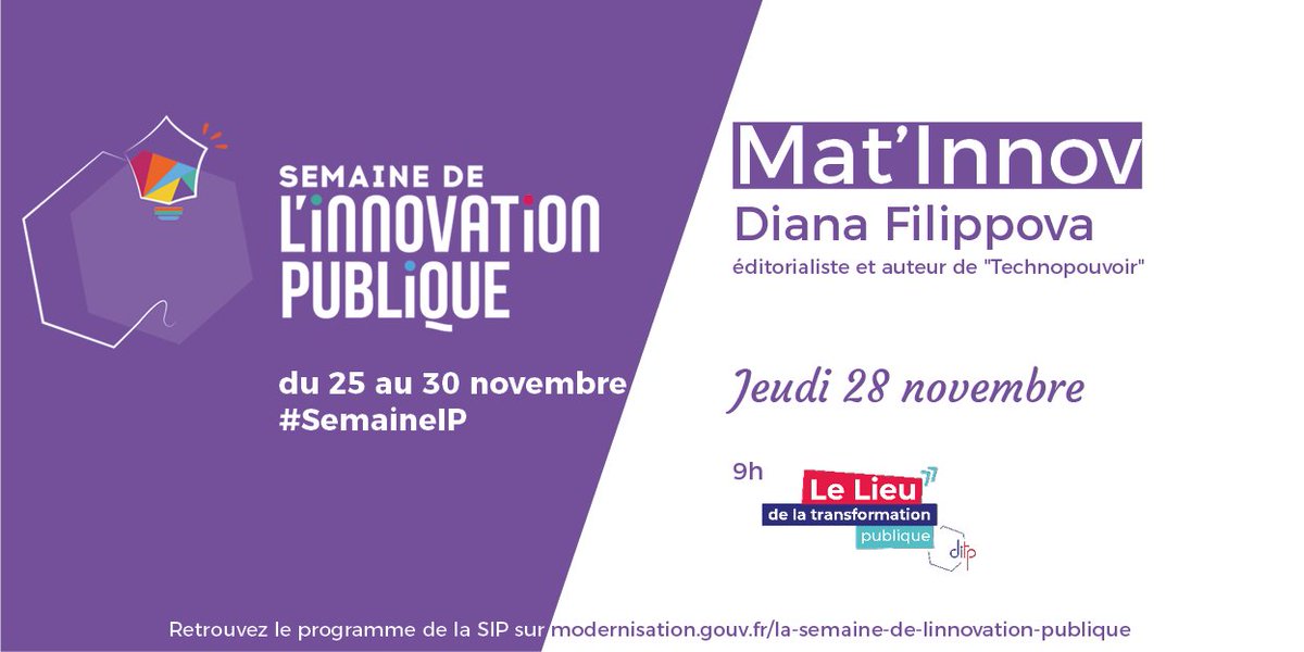 _DITP's tweet photo. [#SemaineIP] Avant-dernier jour de cette semaine de l'innovation publique ! Pour ce #MatInnov, #lellieudelatransfopublique accueille @dnafilippova. https://t.co/2WdCs7e4hO