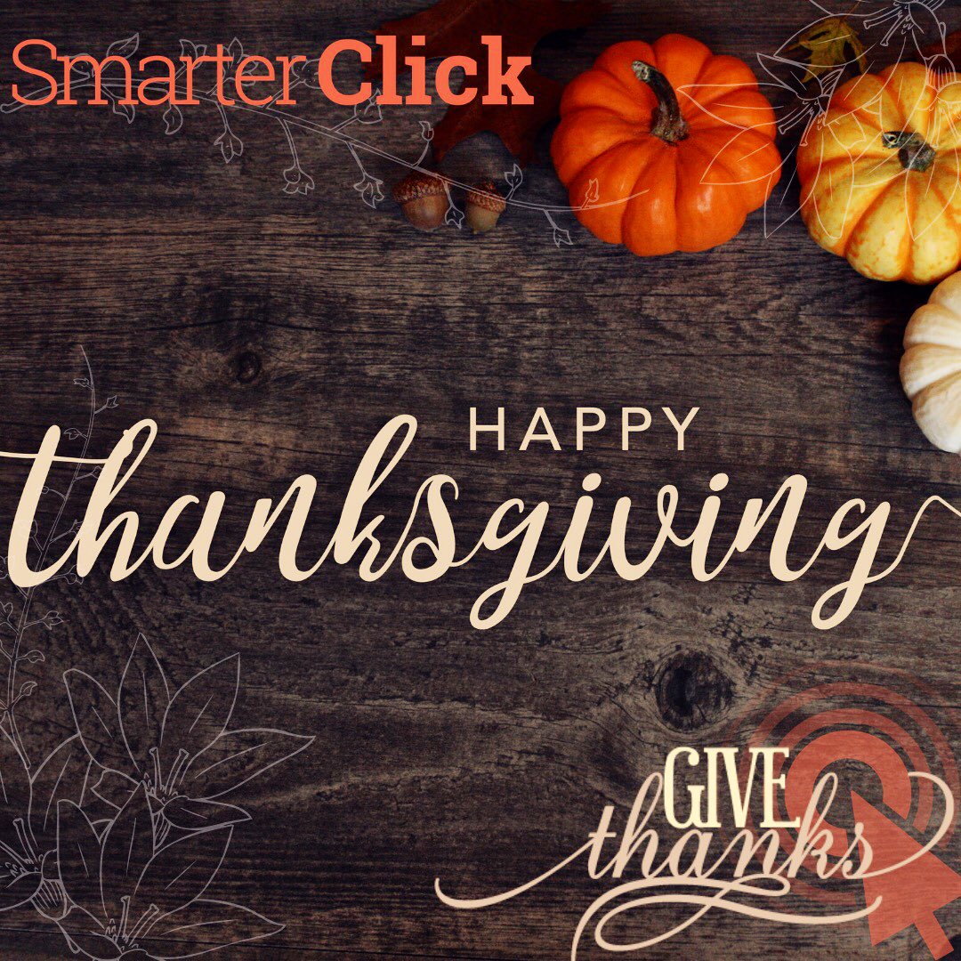 Happy thanksgiving from all of us at Smarter Click! #Thanksgiving #givethanks