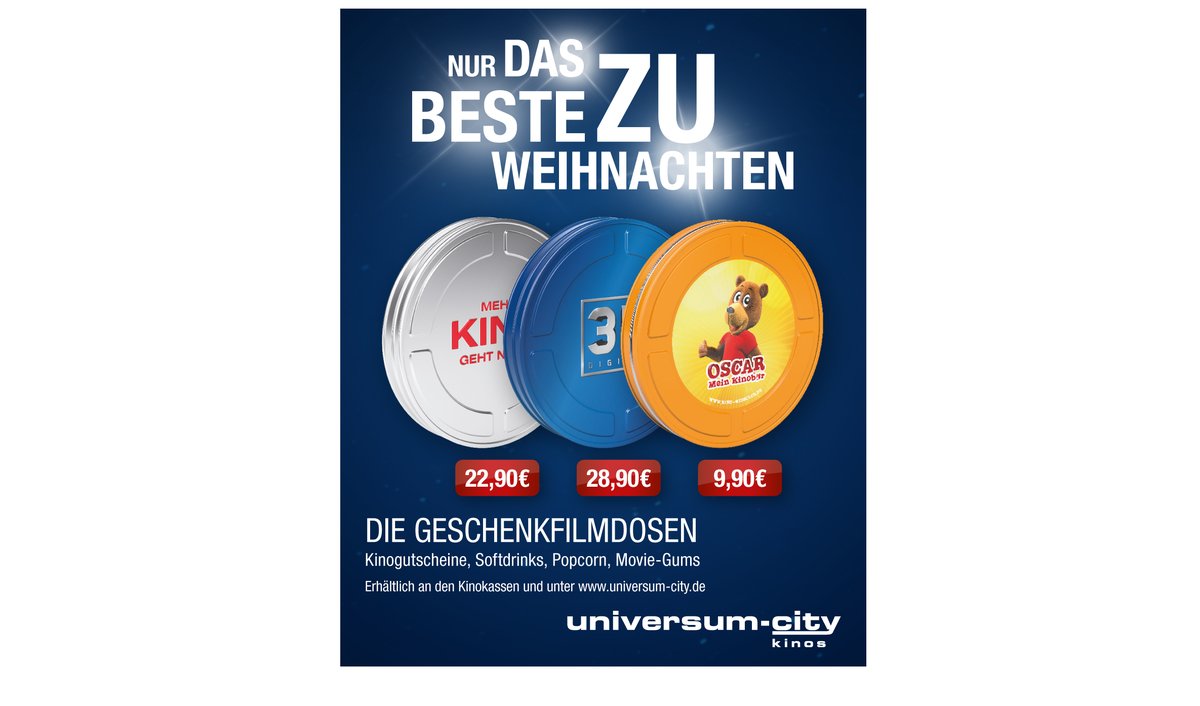 Die Kino-Geschenkidee zu Weihnachten. #kino #kinogutschein #kinopolis <a href="/UniversumCity/">Universum-City</a>  #universumcity #fächernews @universum_film