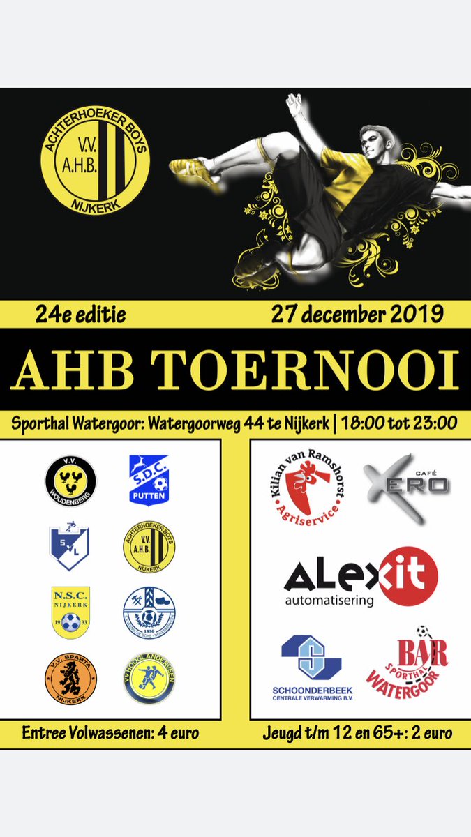 zvv_ahb's tweet photo. De posters voor het #ahbtoernooi zijn weer klaar. Dit jaar een nieuw team #svl en een nieuwe hoofdsponsor #alexit. Ook bedankt @Feestcafexero @PolCatering #schoonderbeek #kilianvanramshorst voor weer een jaar sponsoring https://t.co/BN5vwZTTd6