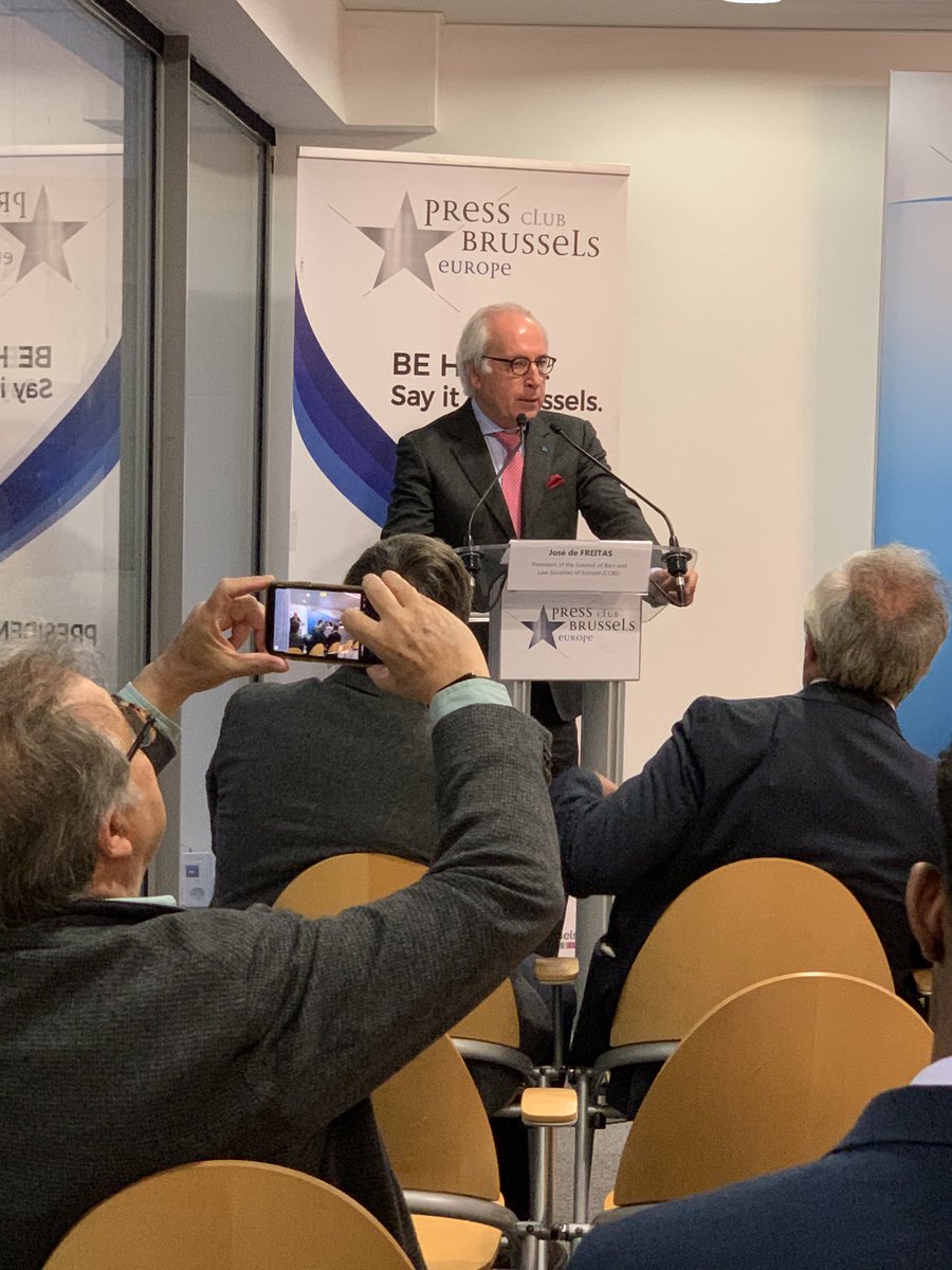 Lawyers are at the forefront of defending Human Rights, says José de Freitas, président of the CCBE at the press conference announcing the CCBE Human Rights Award 2019.