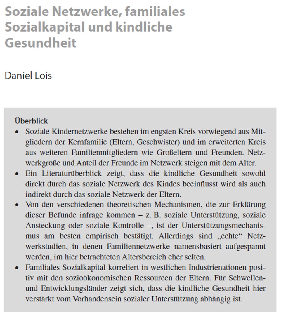 Networks_Health's tweet photo. Daniel Lois zeigt, dass familiales Sozialkapital in westlichen Industrienationen positiv
mit sozioökonomischen Ressourcen der Eltern korreliert und dass kindliche Gesundheit direkt und indirekt durch soziale Netzwerke beeinflusst wird.

https://t.co/2Hy0UTEvZI

#SoNegU https://t.co/0SpTrfP7vL