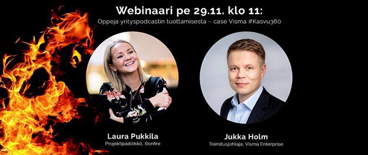 sillanpaamaria's tweet photo. Yksi tämän vuoden kuumimmista bisnespodcasteista on ollut Visman @JukkaHolm hostaama #Kasvu360 podcast!🔥
Huomisessa webinaarissa Jukka sekä podcastin tuottamisesta vastannut kollegani @lauratremouille kertovat tärkeimmät oppinsa #podcast-tuotannosta!🤩💪
https://t.co/9XB2hdlRMQ https://t.co/RGJ4uwhqOD