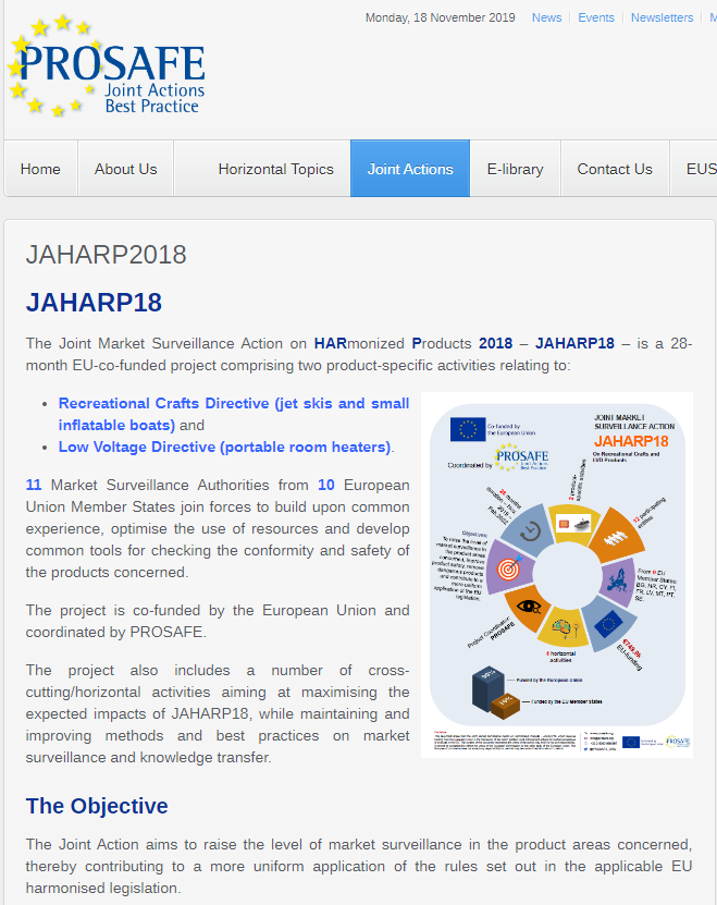 PROSAFE_ORG's tweet photo. .@PROSAFE_ORG launched new @EU_Growth funded Joint Action on Harmonised Products (#JAHARP18) as of November 2019 lasting for 28 months.
9 Member States will check the compliance of products with the #LowVoltageDirective and Recreational Crafts Directive.
https://t.co/j2ntUkzgTw https://t.co/1cYnqM4x4a