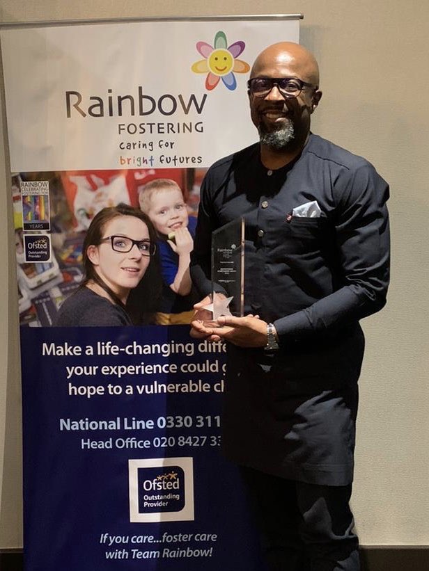 Our founder <a href="/Tunji_Akintokun/">Tunji Akintokun MBE 🇬🇧🇳🇬</a> was humbled to receive an Inspiration Award at the <a href="/Rainbowfosterin/">Rainbow Fostering</a> Foster Carer Awards. As a child fostered for the first 8 years of his life, it is something close to his heart &amp; he is in awe of the amazing work of foster carers.