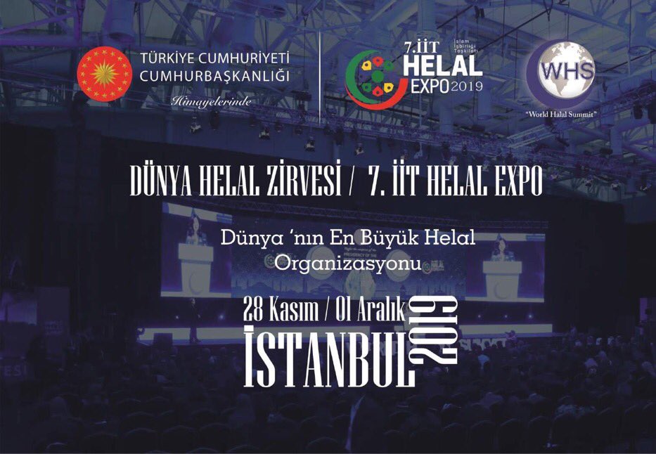 Cumhurbaşkanlığı himayelerinde dünyanın en büyük Helal organizasyonu, Dünya Helal Zirvesi ve 7. İİT Helal Expo İçin İstanbuldayız.
#halal #expo #exhibition  #halaltourism #helalturizm #dunyahelalzirvesi #visitor #muslimvisitor #islamiclifestyle #worldhalalsummit2019