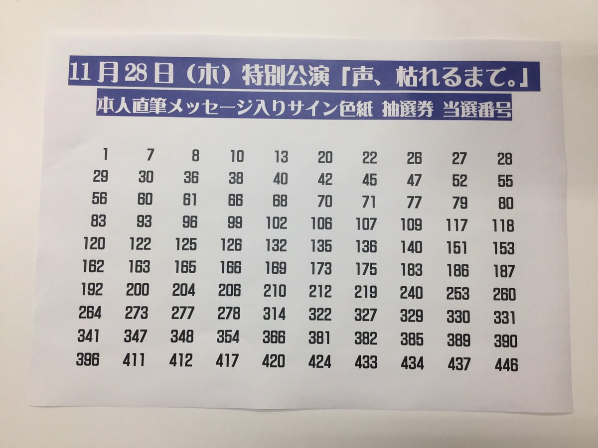 こちら、本日の夜公演 本人直筆メッセージ入りサイン色紙。 ご購入