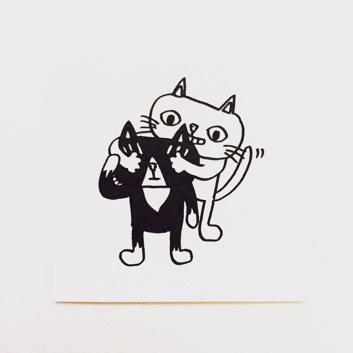 かわいい動物画像 上ハチワレ猫 イラスト