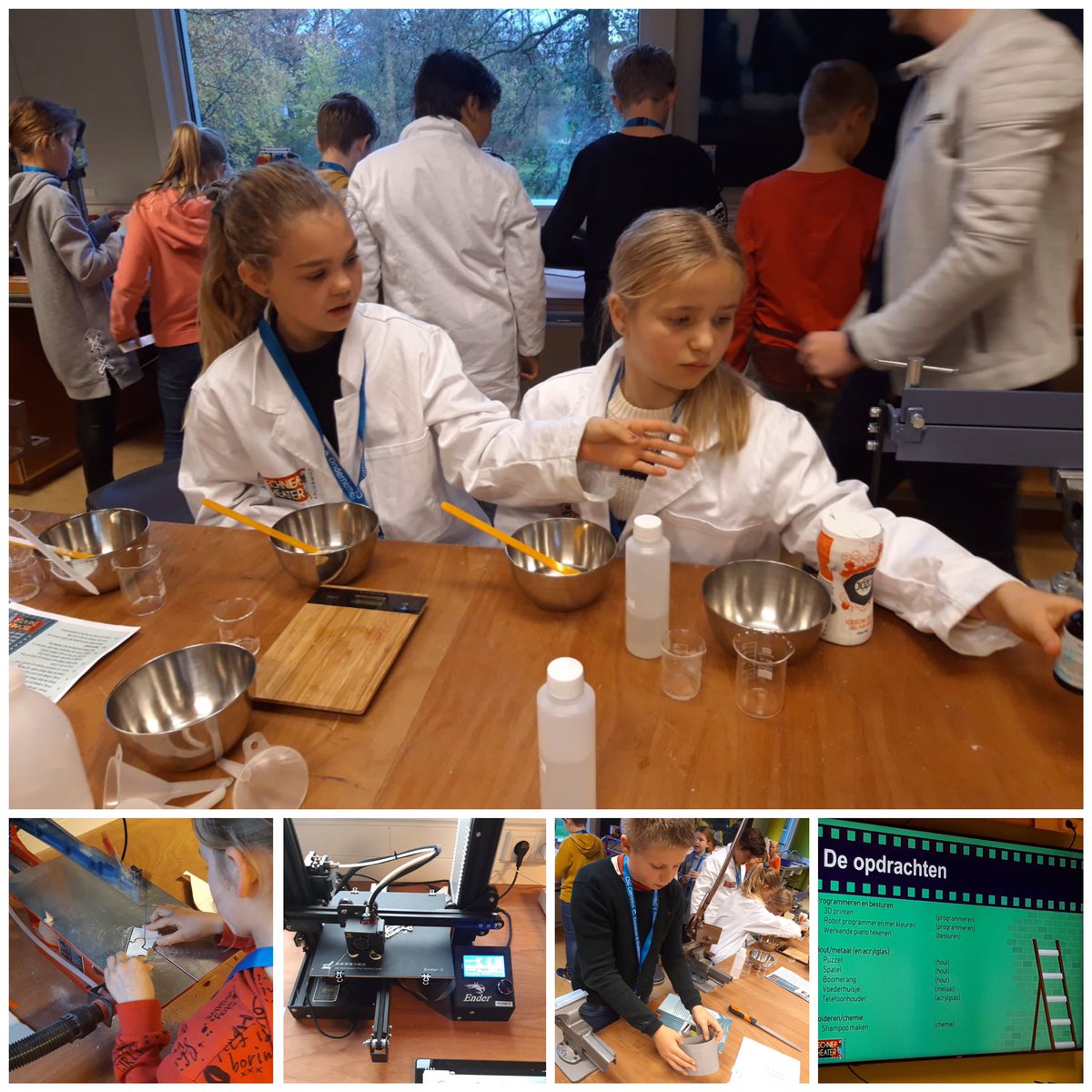 Deze week brengen onze groepen 7&amp;8 een bezoek aan het Comenius Zamenhof in het kader van het techniekmenu. Groep 7b ging dinsdag. Wat een leuk programma: techniektheater. Er werd van alles gemaakt en gedaan, zoals met 3D-printers, figuurzagen, shampoo maken, robotjes programmeren