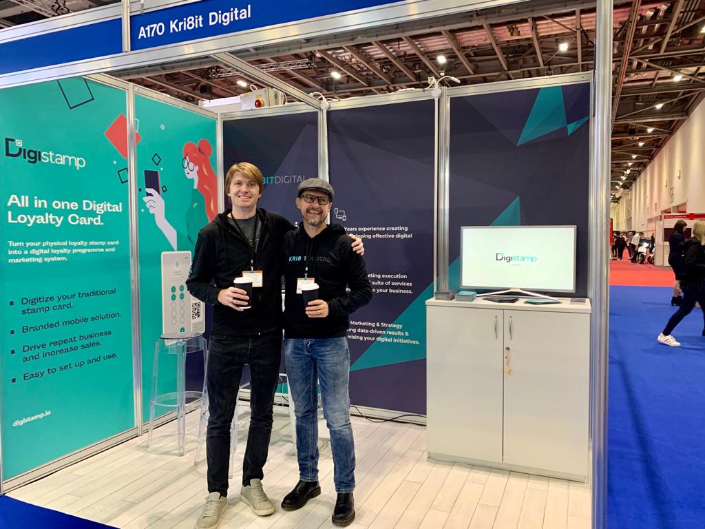 kri8it's tweet photo. Just a week ago we took London by storm with the launch of our new product, DigiStamp, at @RestTechLive. 

DigiStamp turns your loyalty card into a powerful loyalty program and marketing tool. Real world customers become digital assets. 💪

 #ThrowbackThursday #RBTL19 #FES19 https://t.co/PzDGSZfupt