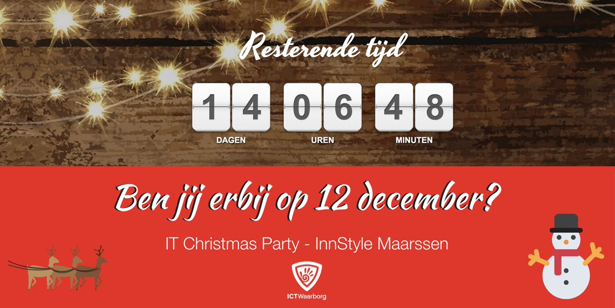 Heeft u zich al aangemeld voor dé kerstborrel van het jaar?
Ga snel naar itchristmasparty.nl/bezoekers/ en maak kans op een mooi kerstpakket!

#kerstborrel #itchristmasparty
