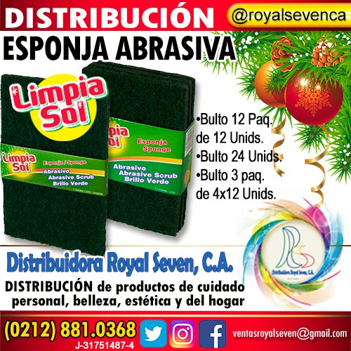 royalsevenca's tweet photo. ESPONJA ABRASIVA
•Bulto de 12 Paq. de 12 Unids.
•Bulto de 24 Unids.
•Bulto de 3 paq. de 4x12 Unids.
DISTRIBUCIÓN
Contáctenos: 📞 0212 881.0368
📧 ventasroyalseven@gmail.com
@royalsevenca #rinti
💇🏼 #Caracas #RoyalSevenCa #royalSeven #distribución 🇻🇪 #28Nov https://t.co/fJcywAdbhY