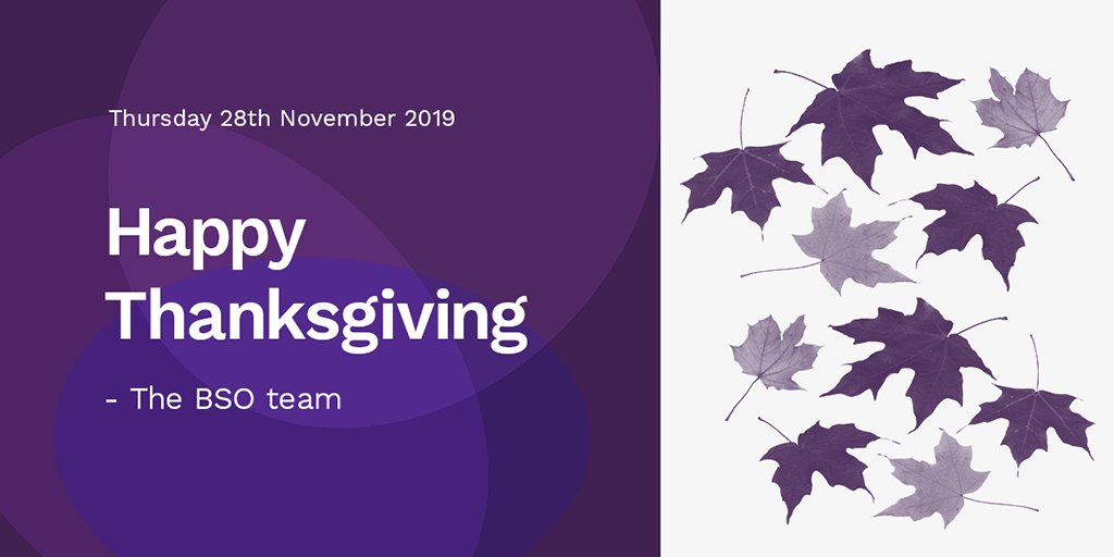 BSONetwork's tweet photo. @BSONetwork we wish you a Happy Thanksgiving. 🙏🦃🍠🍂
To our clients, friends and employees in the US, best wishes of a great Thanksgiving holiday! #thanksgiving2019 #thanksgivingday #thanksgivingUS #thanksgivingCanada #happythanksgiving  #thanksgivingholiday https://t.co/KM90Yn1jRz