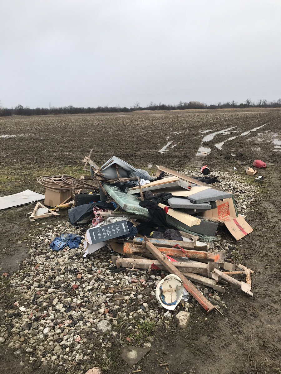 What is wrong with people these days!!! You can’t go dump your crap in our fields that is where our crops grow!!!