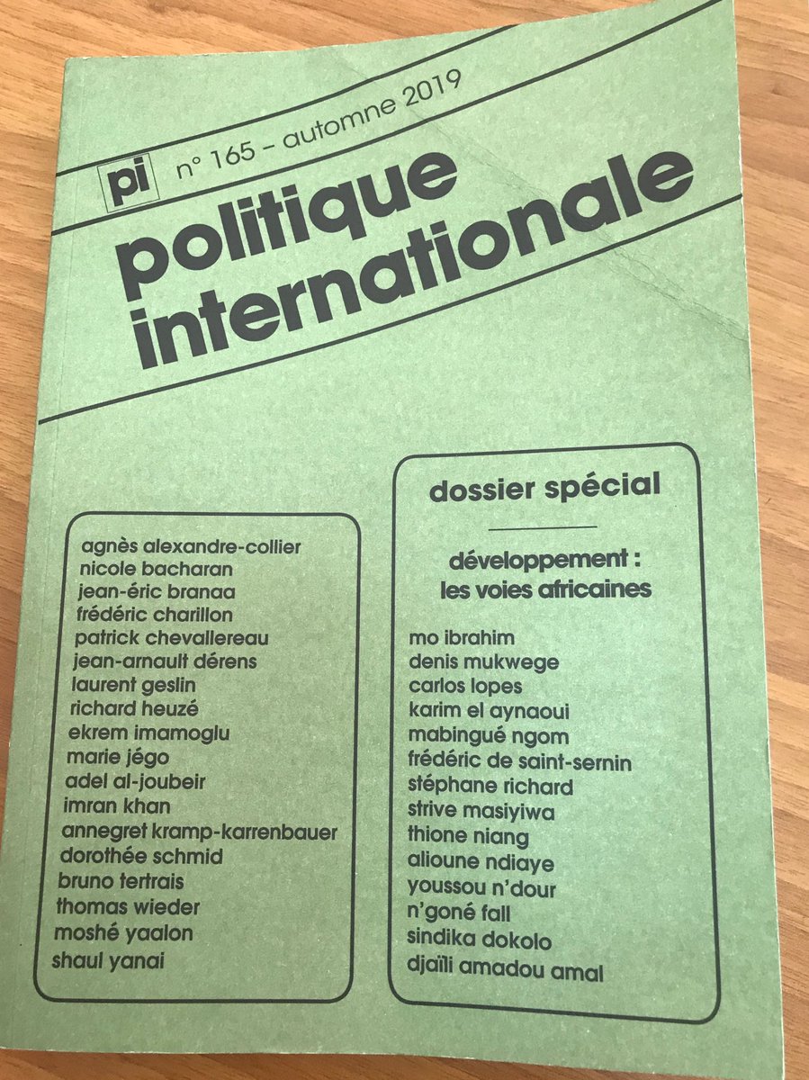 mabinguengom1's tweet photo. Merci à Politique Internationale (numero 165-Automne 2019, dossier spécial : les voies africaines) pour votre intérêt à la capture du dividende démographique en afrique! @PolicyCenterNS @WorldPolicyConf @NorthernPolicy @Policy @googlepubpolicy @genomics_policy @InstitutDestree https://t.co/MDiA1EdhD9