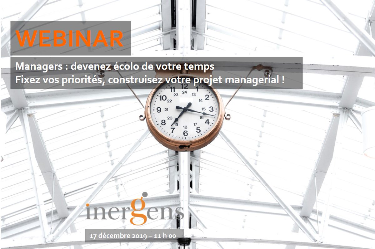 [WEBINAR] Le 17 décembre - 11 h 00 : Ne manquez pas ce Webinar <a href="/inergens/">Inergens</a>  sur une thématique qui concerne tous les Managers : comment économiser et exploiter au mieux son temps pour l'utiliser là où il aura de l'impact sur le système ?
Inscrivez-vous ! webikeo.fr/webinar/manage…
