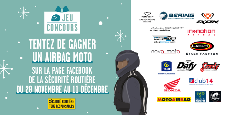 RoutePlusSure's tweet image. Lors d'un accident à moto, l'airbag protège les zones vitales du corps. 

Participez au jeu concours sur la page Facebook de la Sécurité routière pour tenter de gagner un airbag : po.st/5sFmNE #EquipezVous